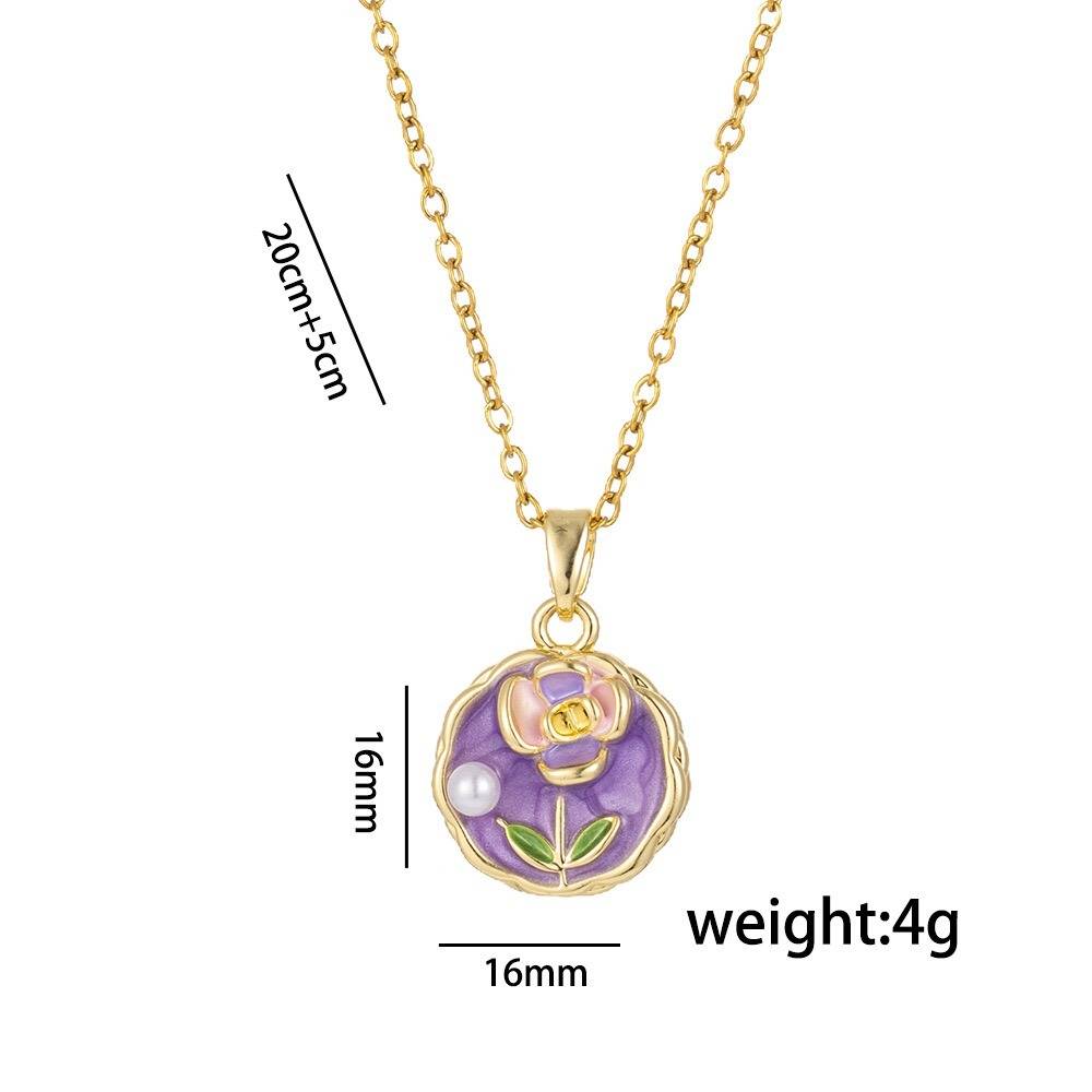 Stylish Resin Art Smart Look Pink Round Shape Pendant With Anti Tarnish Gold Plated Chain : 118306
