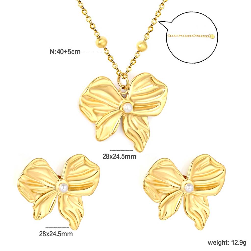 Pearl Bow Pendant Set : AS-NK-NS-03