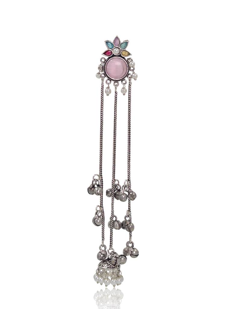 Oxidised Silver Kashmiri Chain Drop Earrings : NA_ST_ER_262_3