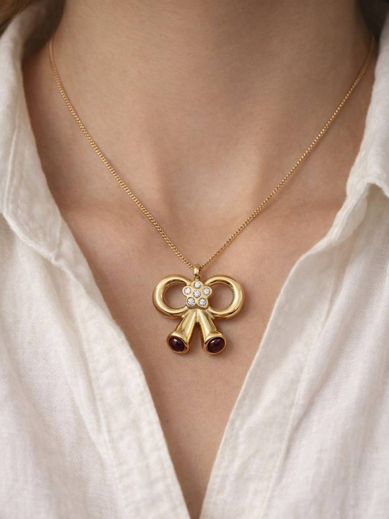 Bow Pearl Gold Necklace | Anti-Tarnish Everyday Chain : S925C732BPC