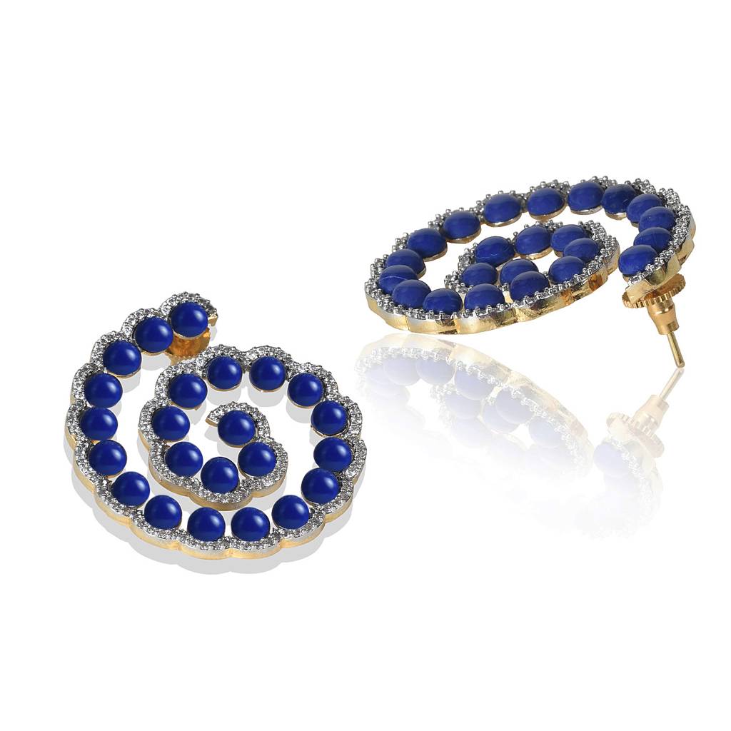 Lapis Lazuli Spiral Tops Earrings