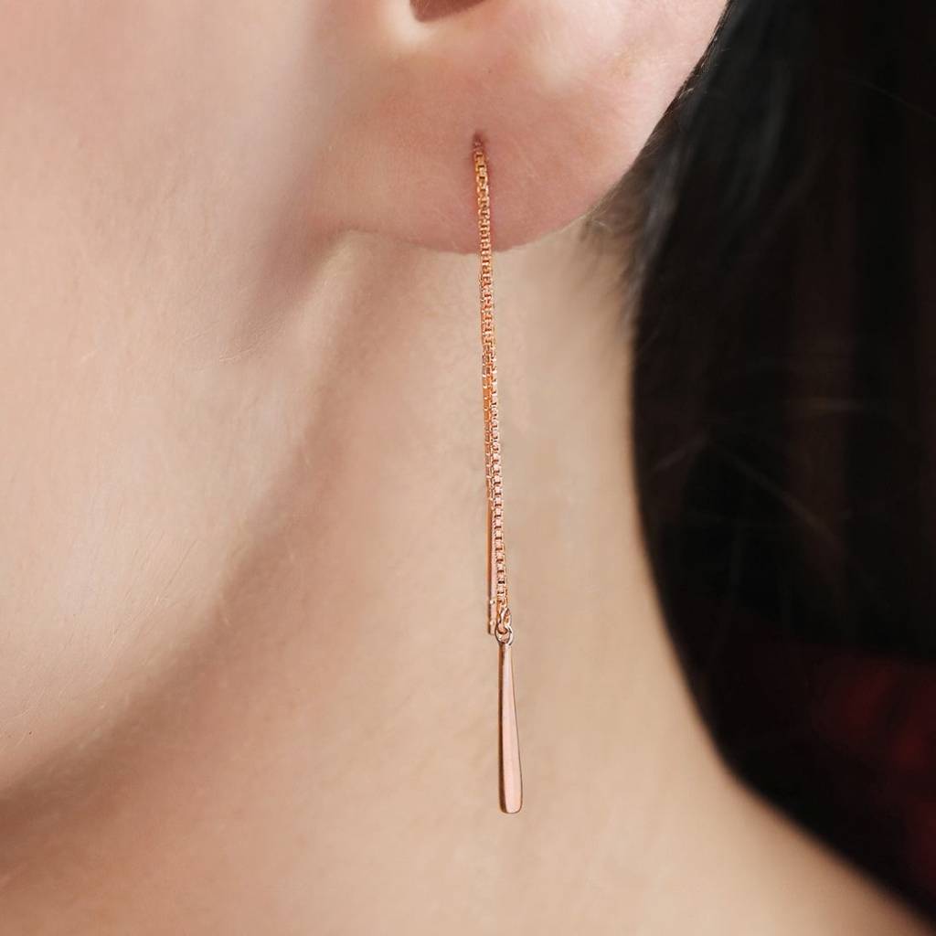 Sui Dhaga 925 Sterling Silver Earrings In Rose Gold : EAR-20046