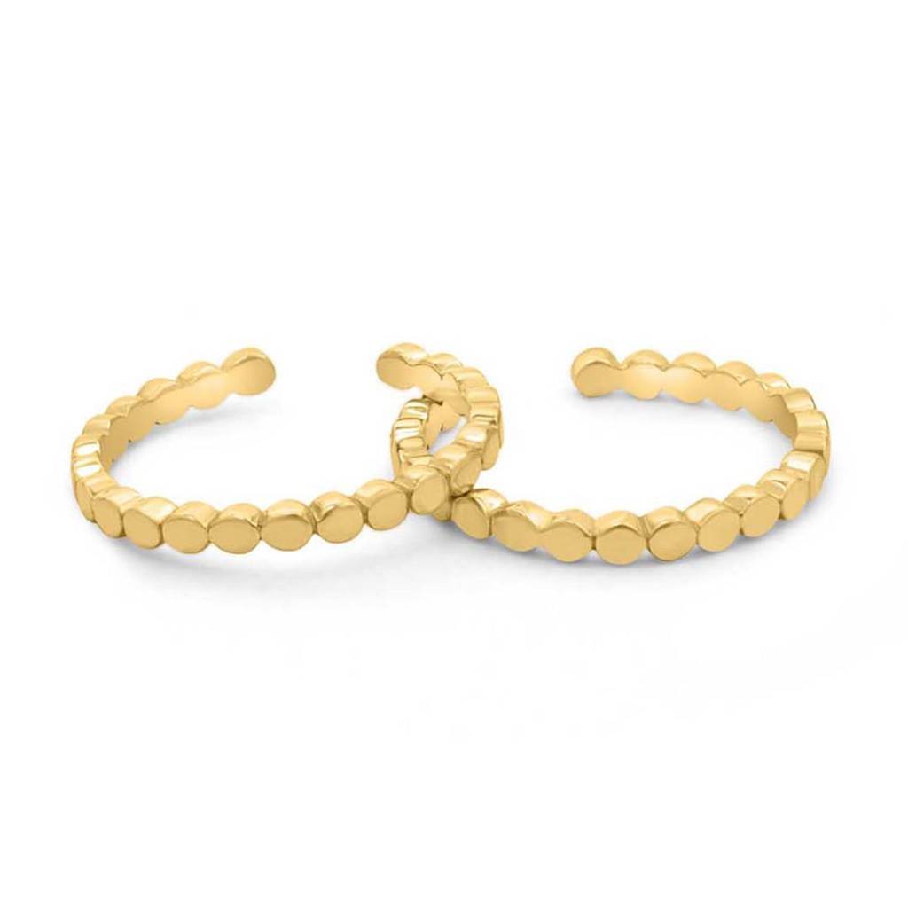 Classic Texured Gold Plated 925 Sterling Silver Toe Ring : TOE-10085-G