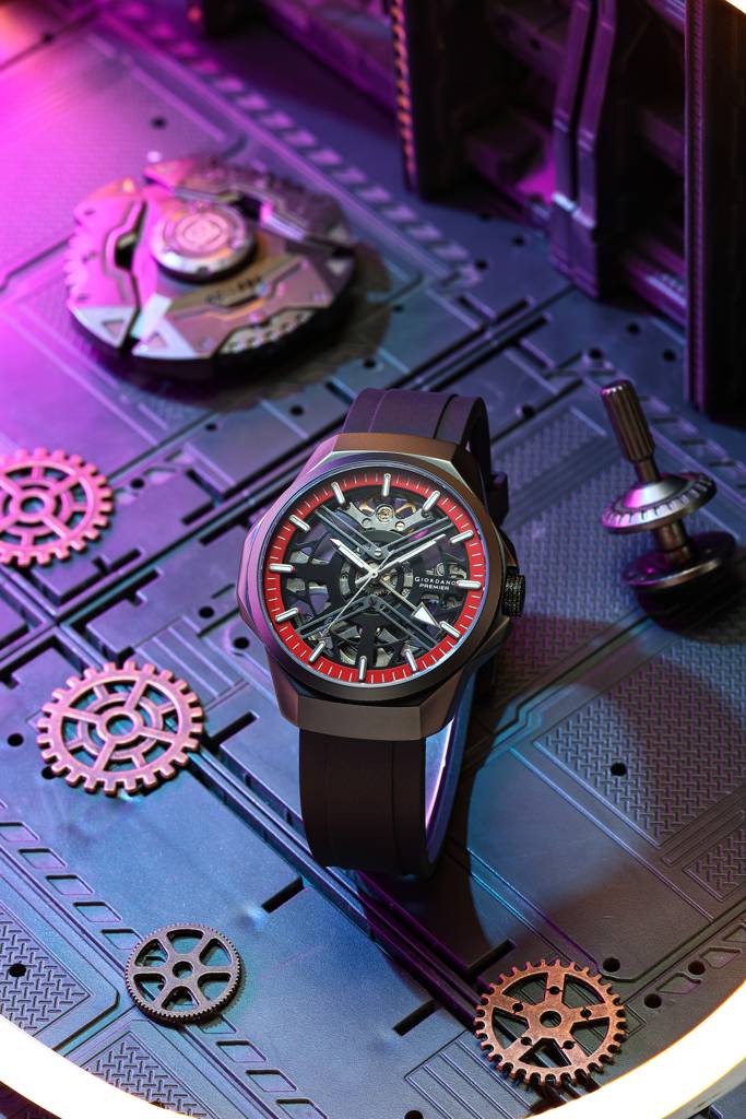Premier Xapphire Collection Automatic Watch For Men With Round Skeleton Dial, Exposed-Gear Design, Luminous Hand : GZ-50232-02
