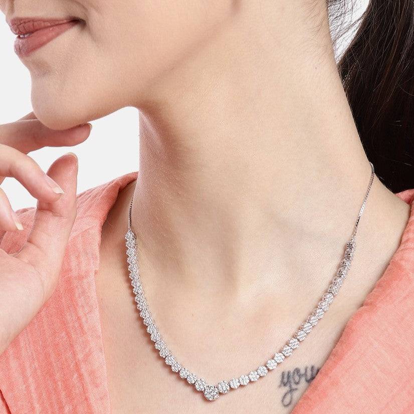 Elegancia Rhodium Plated 925 Silver Necklace : NL-30083