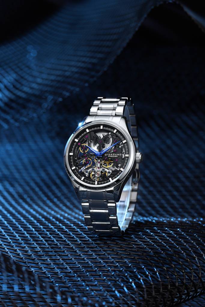 Premier Fortezza Collection Automatic Watch For Men With Skeleton Round Dial, Luminous Hands And Markers, Stainl : GZ-50225-22
