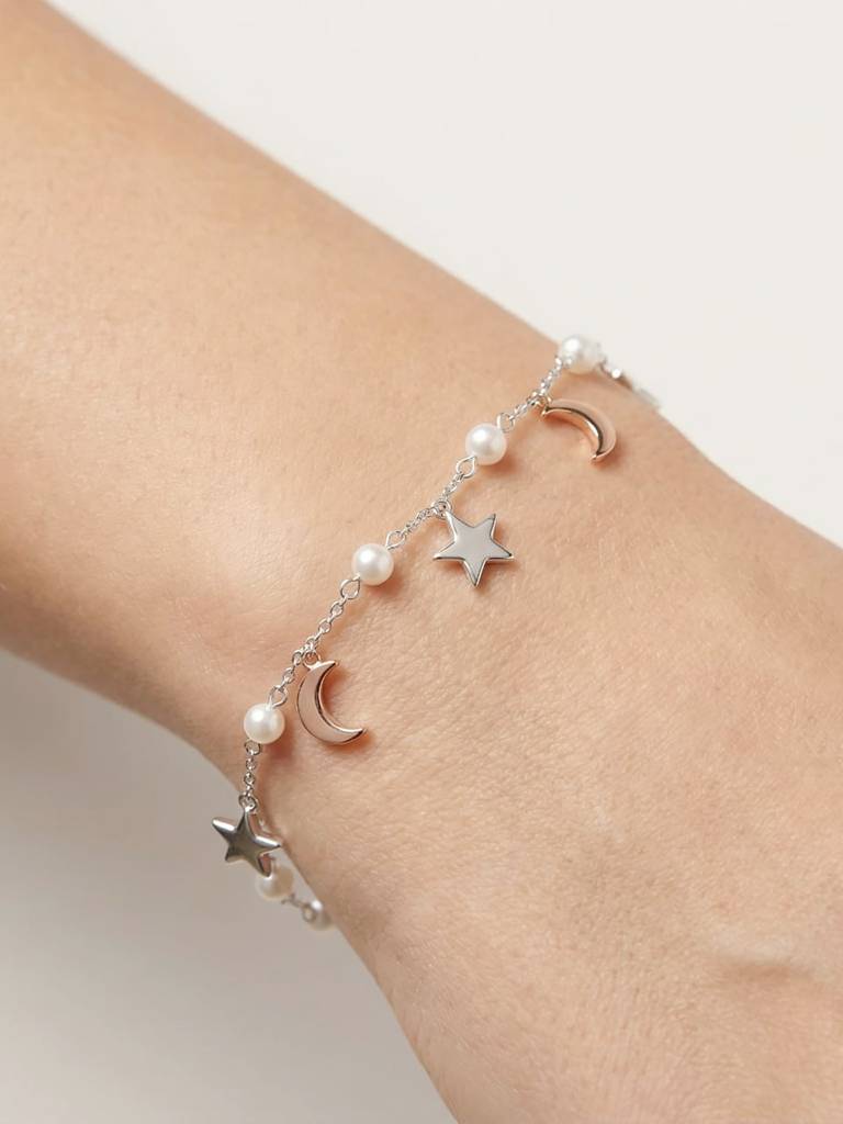 Star Moon Pearl Bracelet : ICLB3362