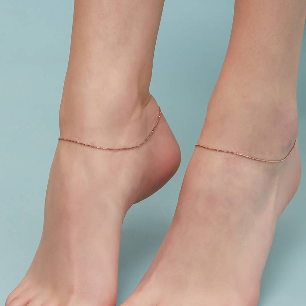 Gleaming Chains Rose Gold-Plated 925 Sterling Silver Anklet : ANK-60020-PAIR-RG