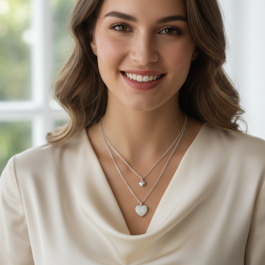Toned Heart Pendant Necklace For Women – Elegant Heart Design With Subtle Cz Accent | Premium Romantic Jewellery : 5394987611