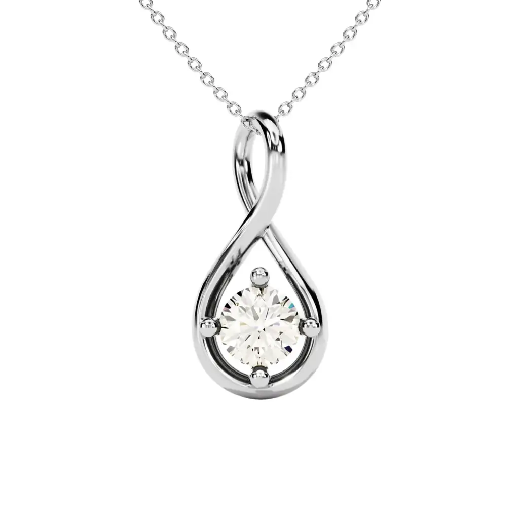 Round Moissanite Solitaire Infinity Pendant - 1 Carat : NT-0005-WG