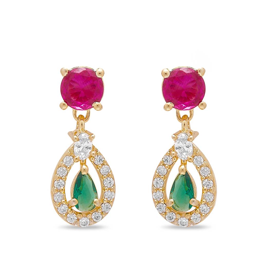 Golden Tears 925 Sterling Silver Gold-Plated Tear Drop Earrings : EAR-20741-G
