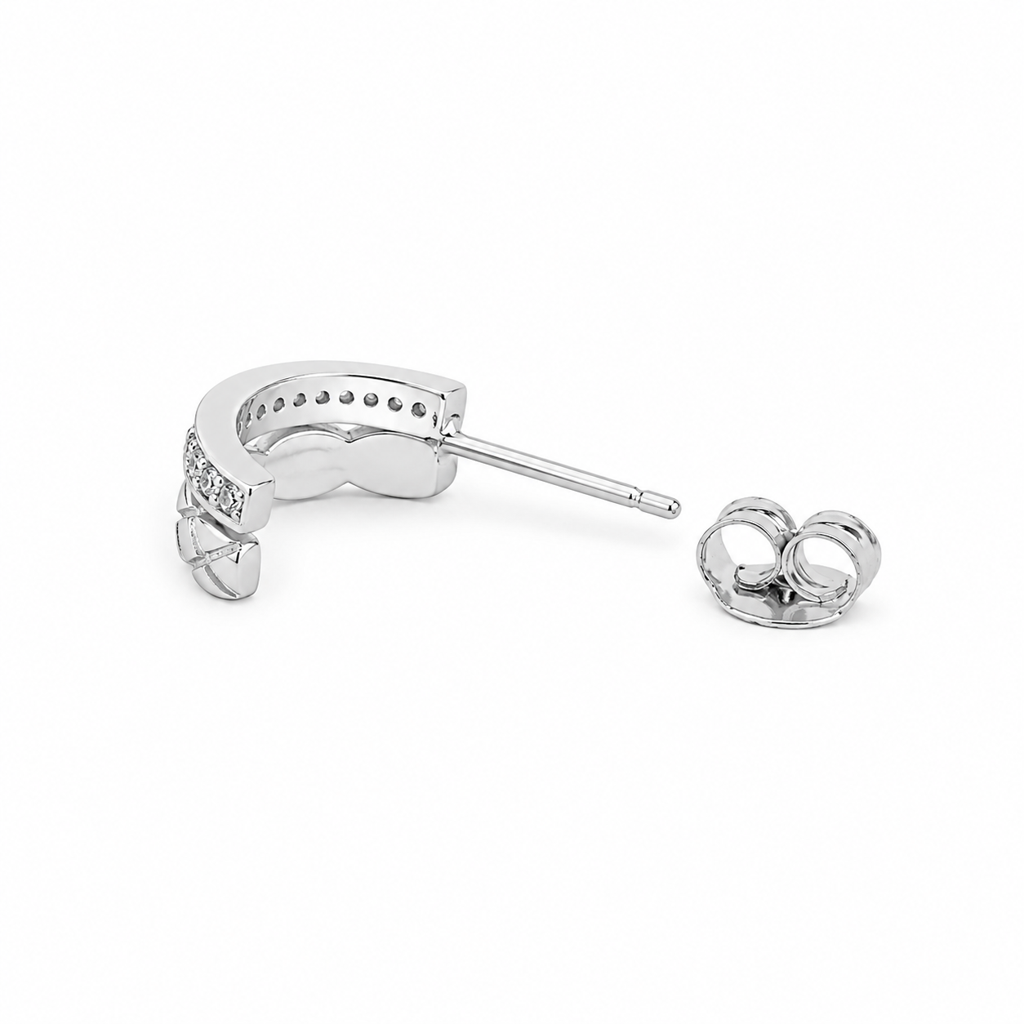 Silver Double Band Sparkle Huggies : WER00047