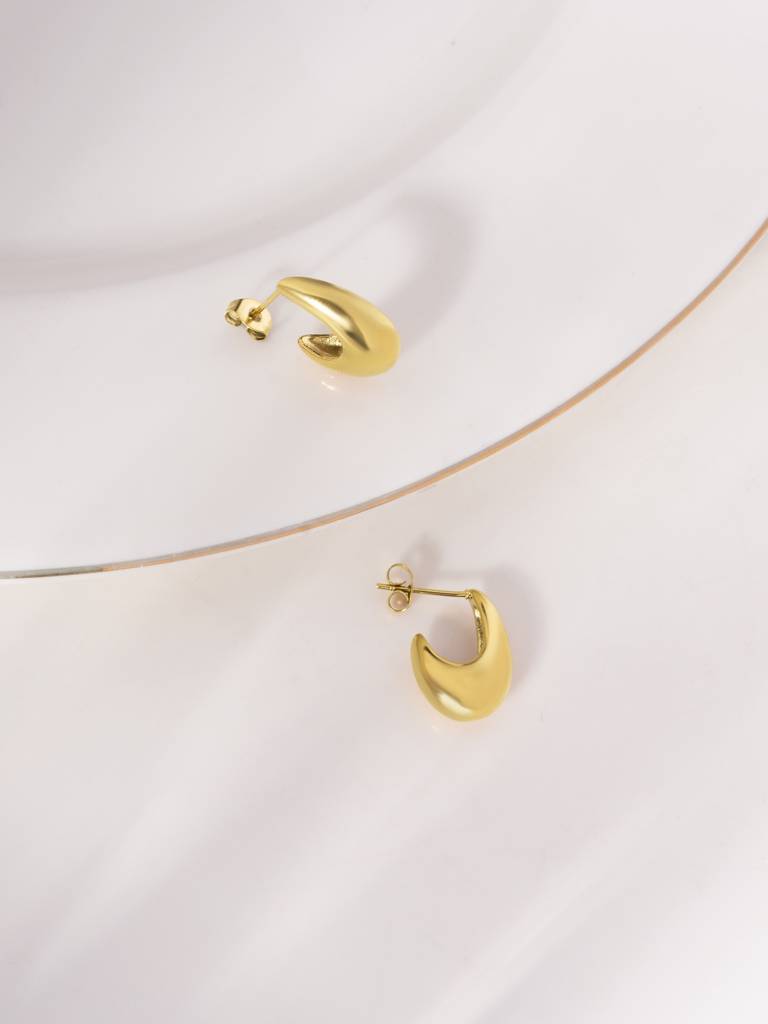 Solid Half U Hoop Earrings For Women - Waterproof & Anti-Tarnish : ER0660