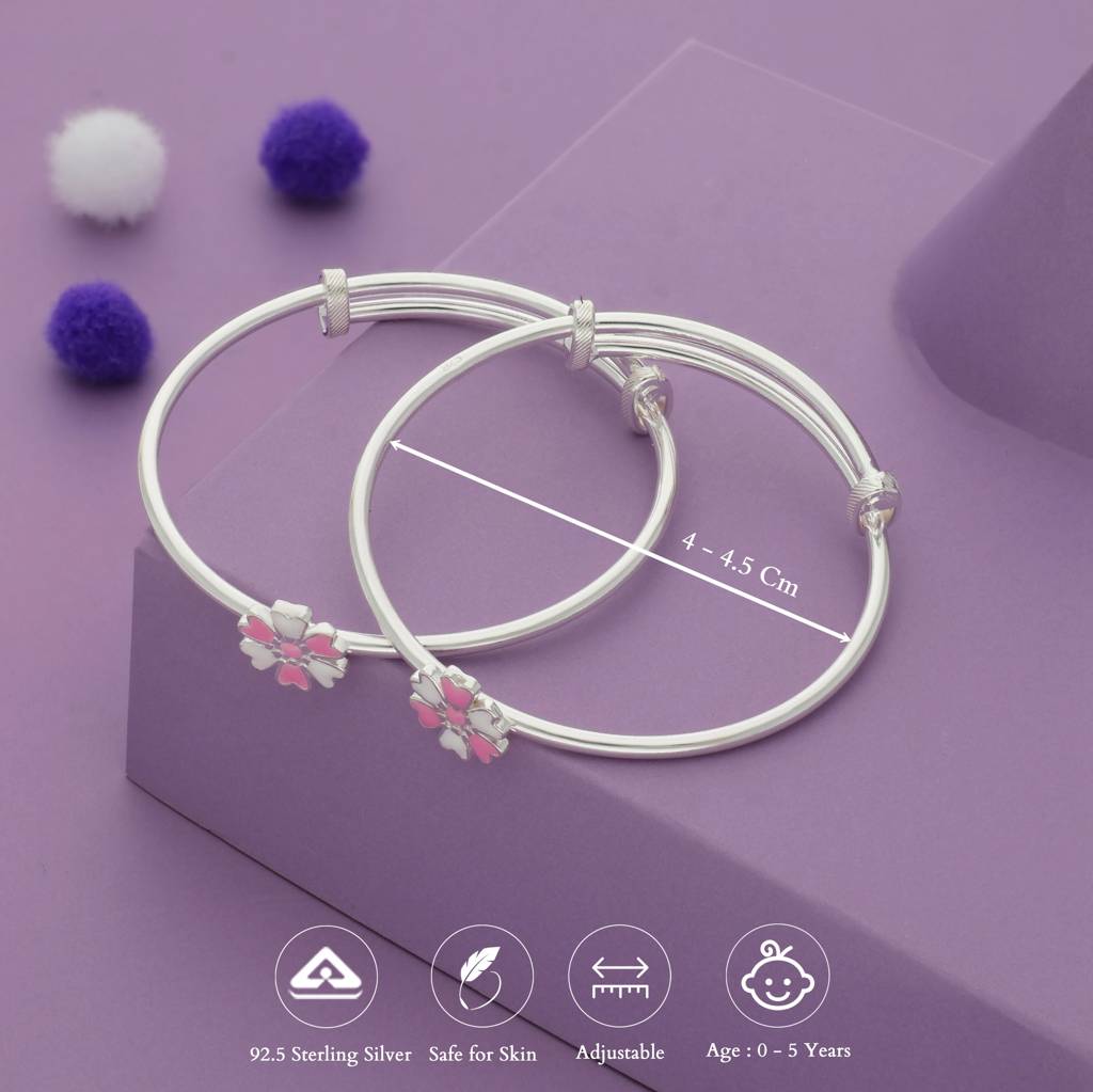 Iyal Sweetflutter 925 Silver Kid Bangles (0-5 Yrs) : KB-CC-RH-R-322-P