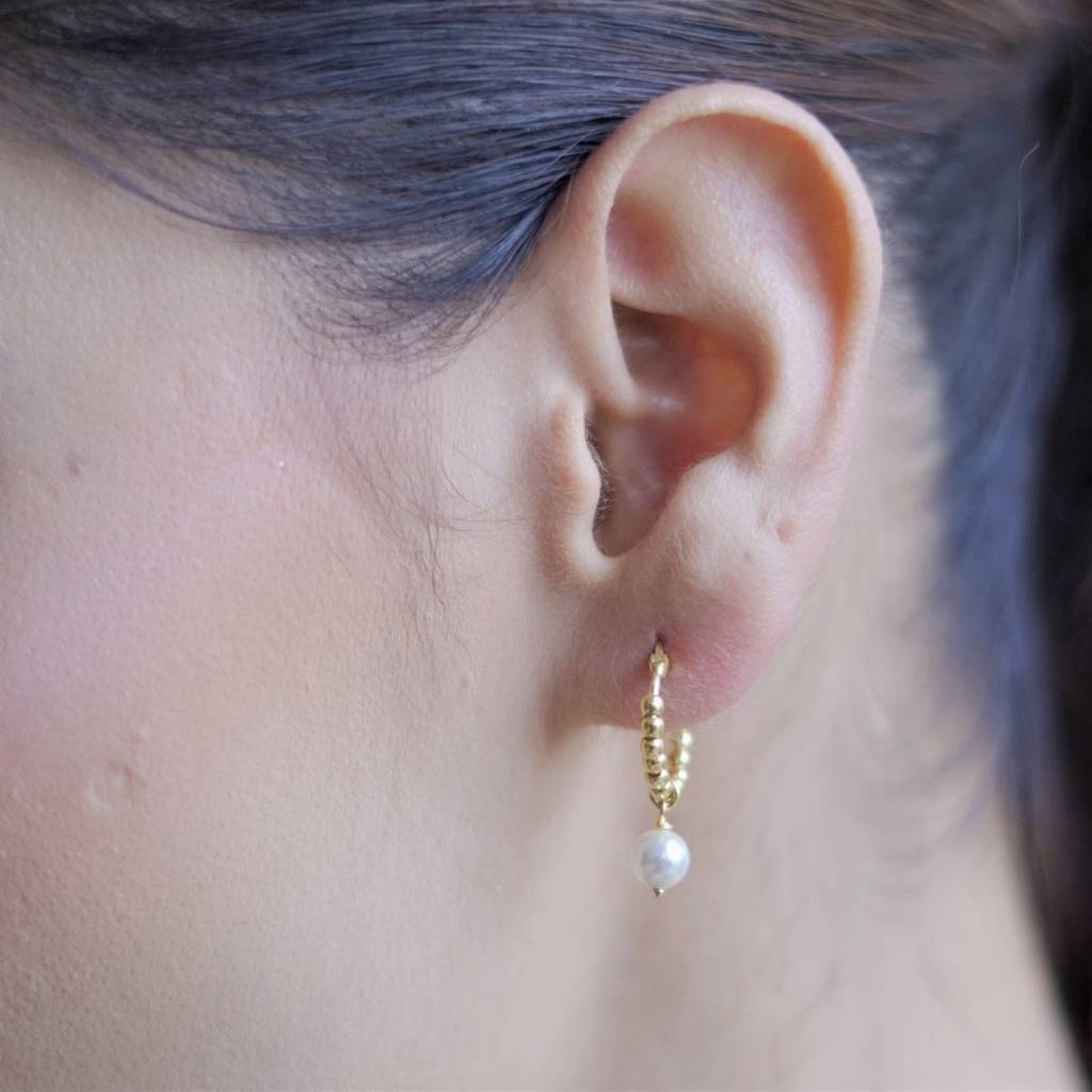 Single Pearl Drop Gold Plated Earring : EAR-20262