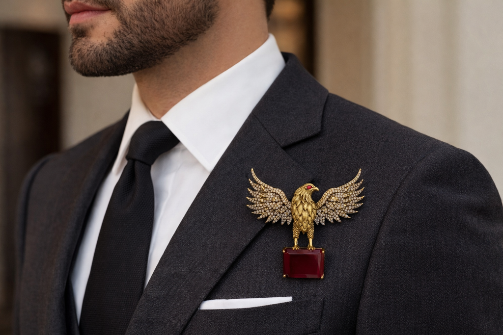 Ruby Eagle Men'S Statement Brooch : X3QJ566