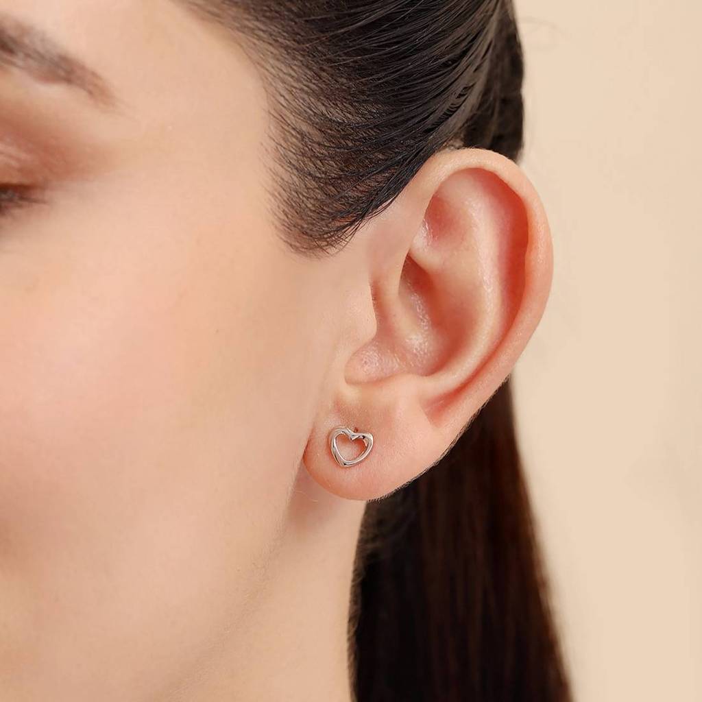 Heart Gleam Rhodium Plated 925 Sterling Silver Earrings : EAR-20849-R