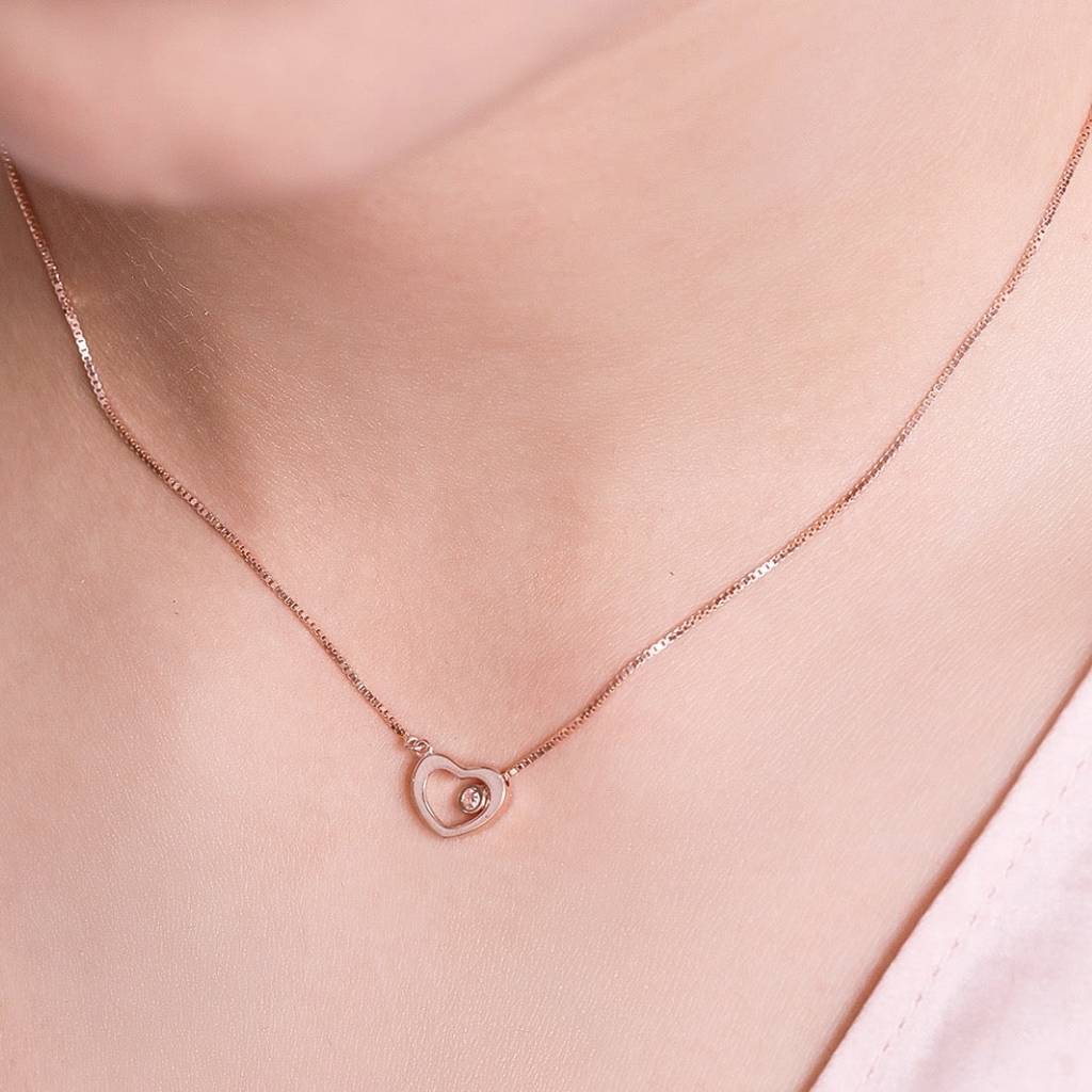 Elegant Heart Cz 925 Sterling Silver Necklace : NL-30123