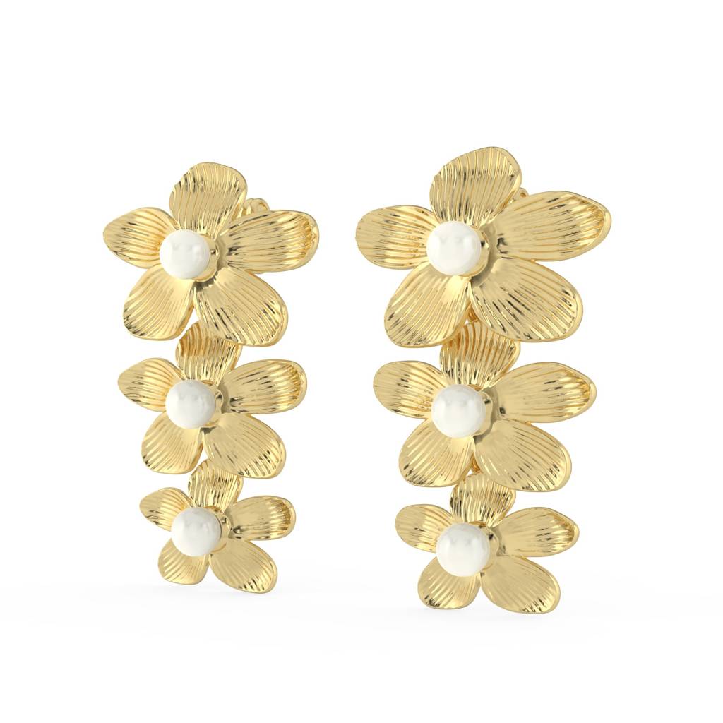 Three Drop Freshwater Pearl Earrings : ERG-3-DRP-PRL