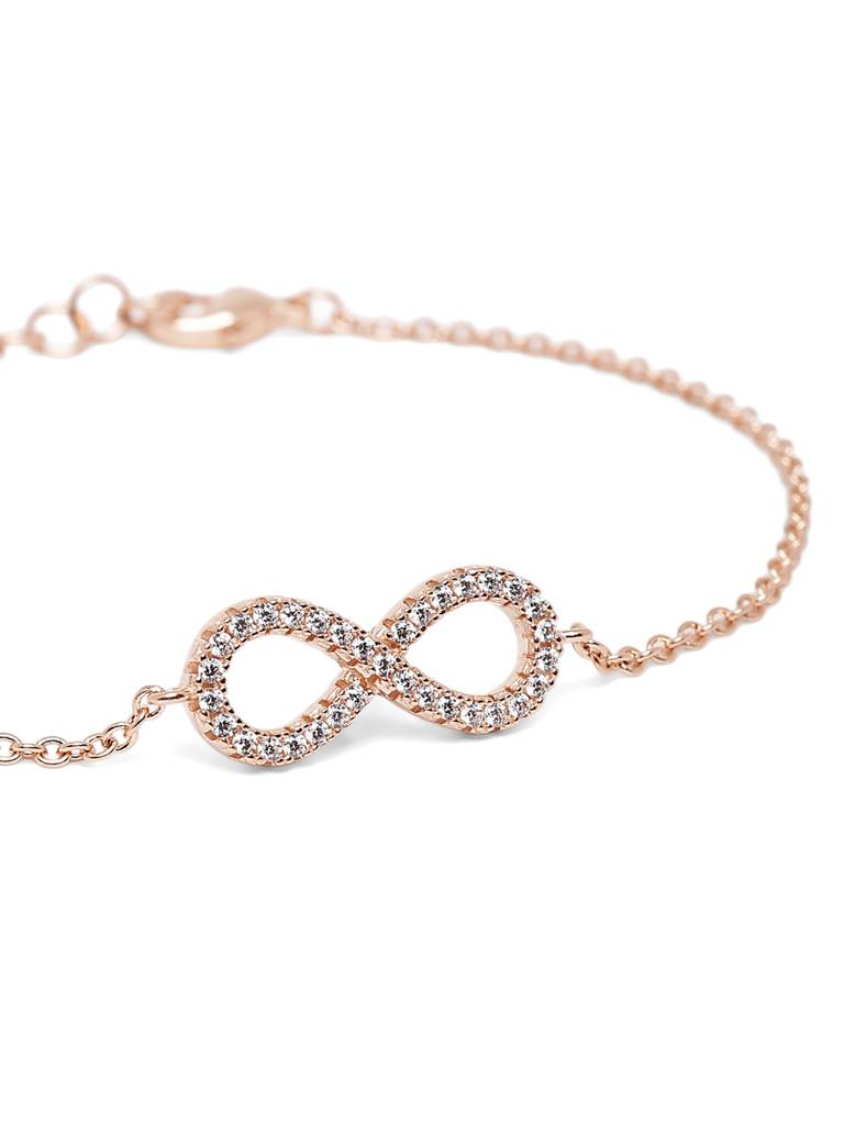 18Kt Rose Gold Plated Cz Infinity  Charm Bracelet : FJB5900