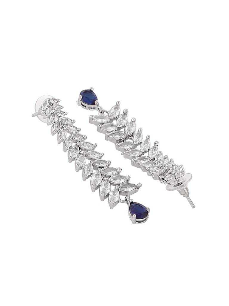 Elegant Marquise Crystal Long Earrings With Blue Drop Accent : AAPARNA-ER