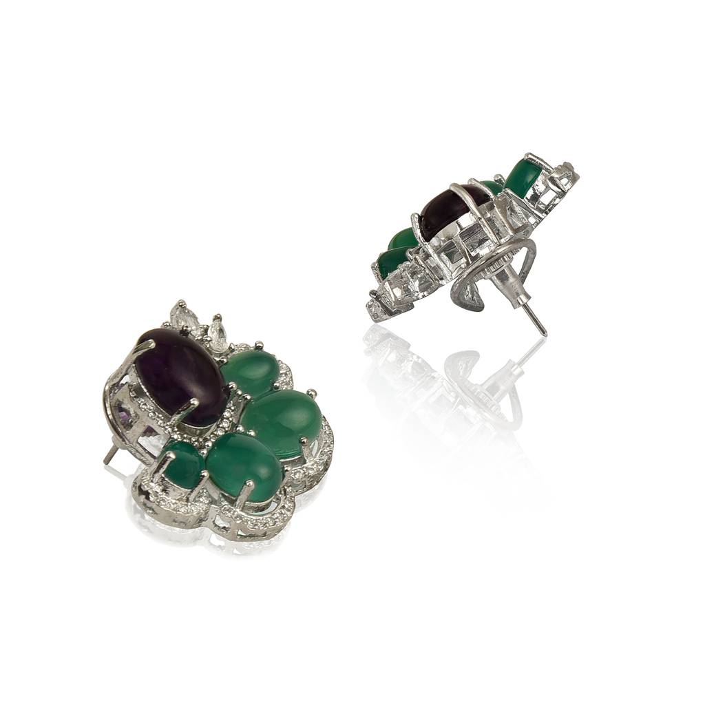 Amethyst And Green Onyx Earrings : IE933