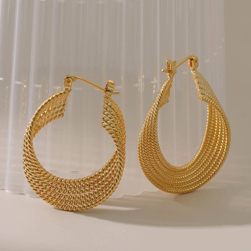 Swirl Gold Hoops : SwirlGoldHoops-LT-ER-HG-11