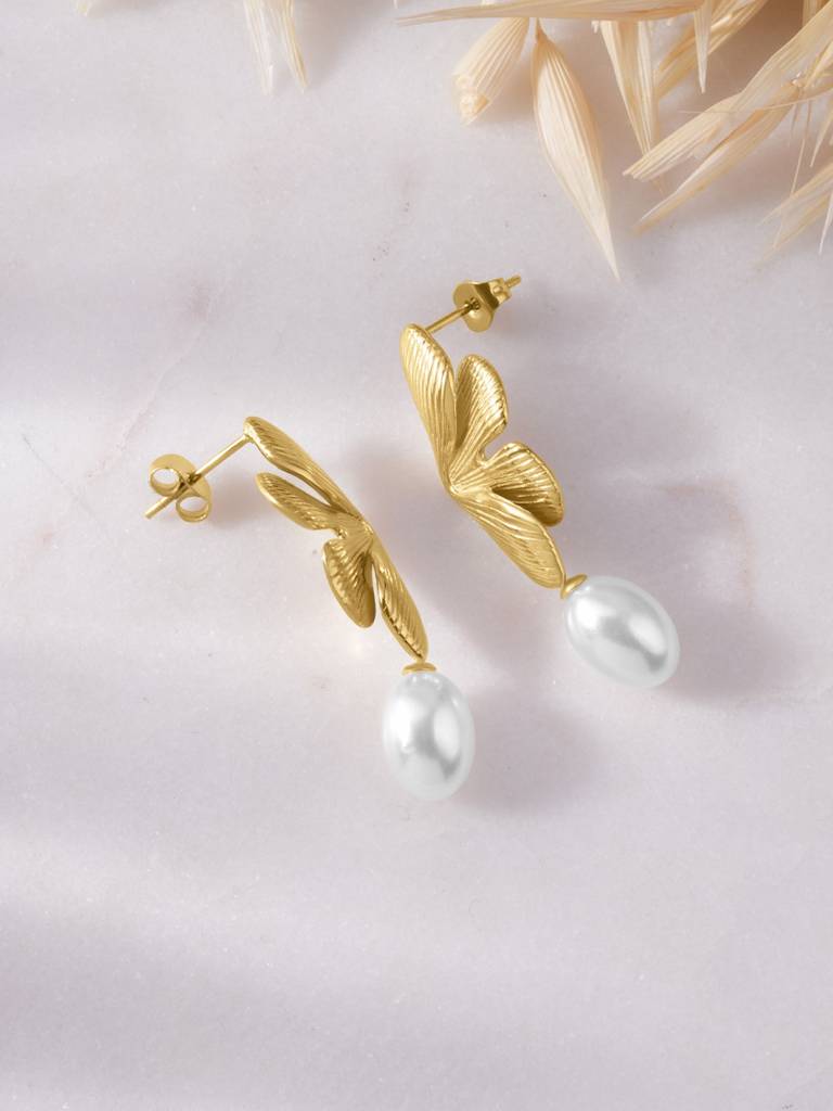 Palmonas Pearl Accent Wing Drop Earring For Women - Waterproof & Anti-Tarnish : ER0451