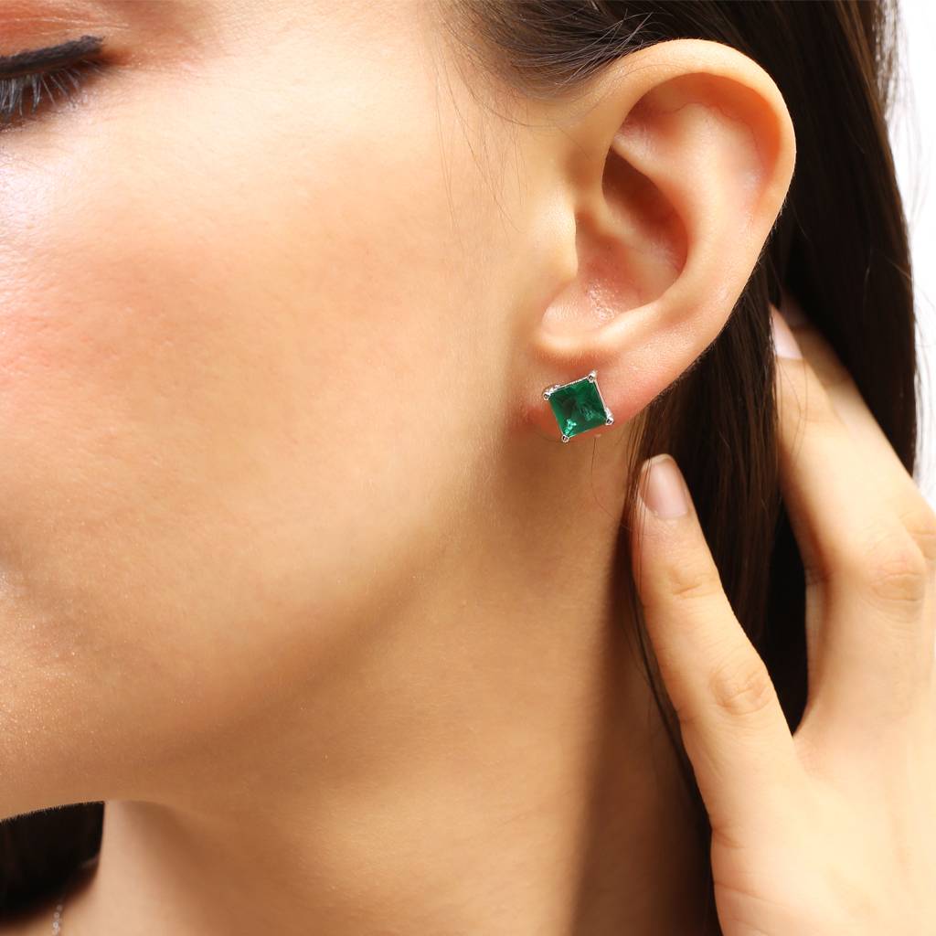 Iski Uski 925 Sterling Silver Deena Emerald Drop Earrings