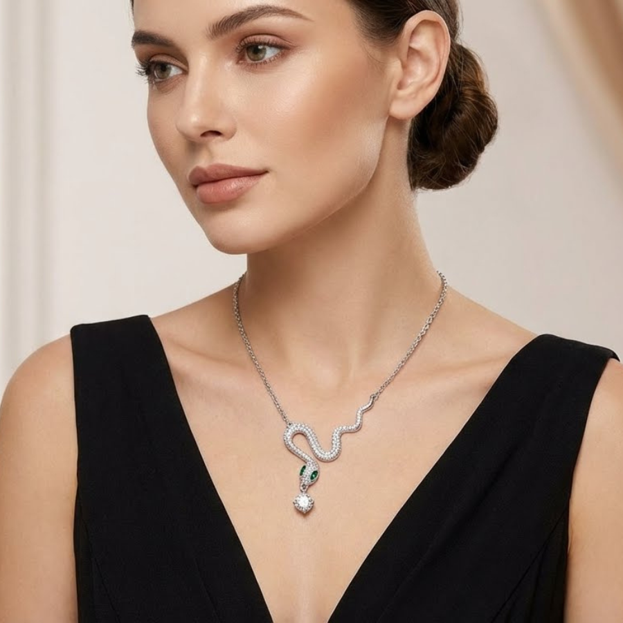 Dainty Snake Pendant Necklace For Women – Elegant Minimal Snake Design With Sleek Modern Finish | Premium Contemp : 1984946626
