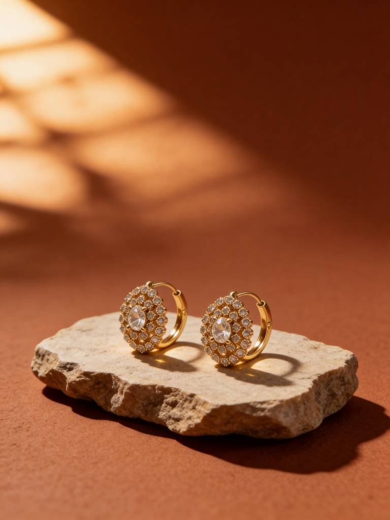 18K Rose Gold Heart Cz Hoop Earrings – Dainty Everyday Luxe : S925E777HSH