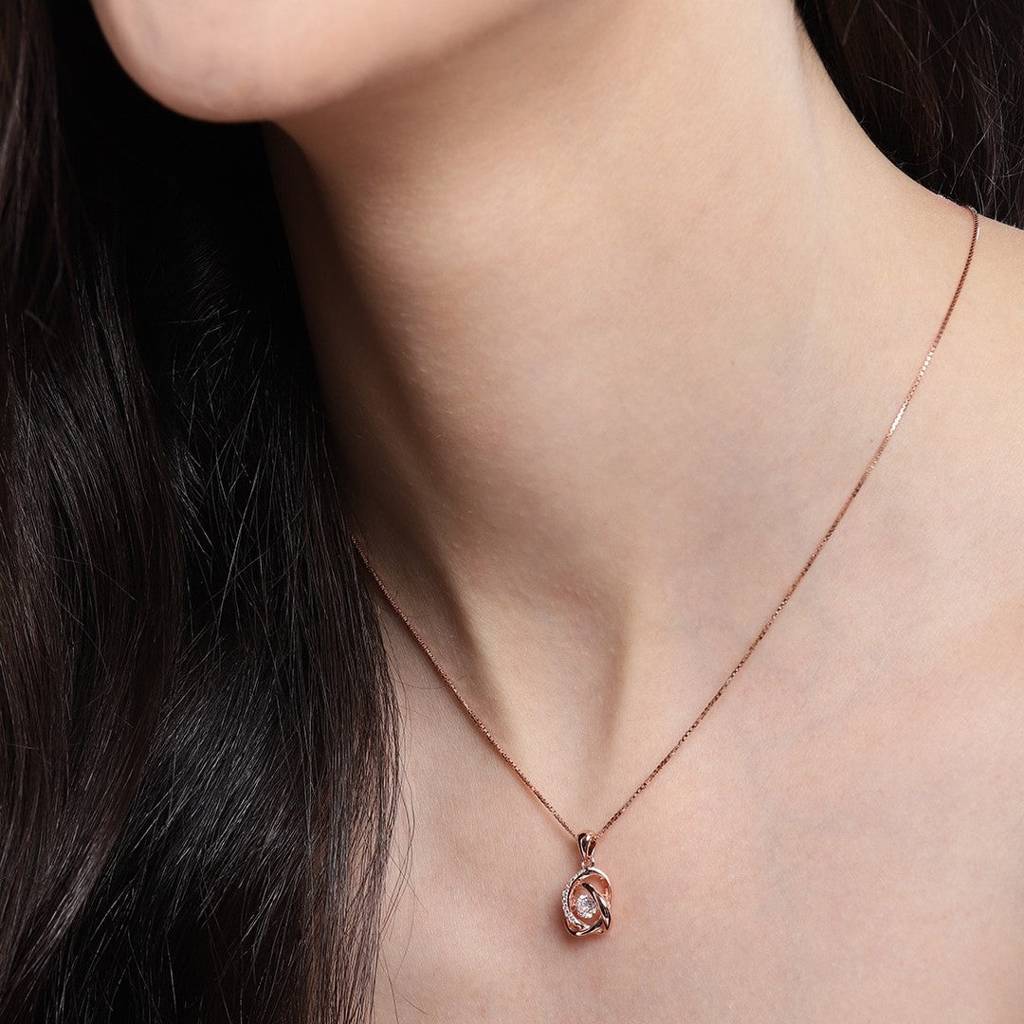 Universal Embrace Rose Gold 925 Silver Necklace With Chain : PEN-30009-C