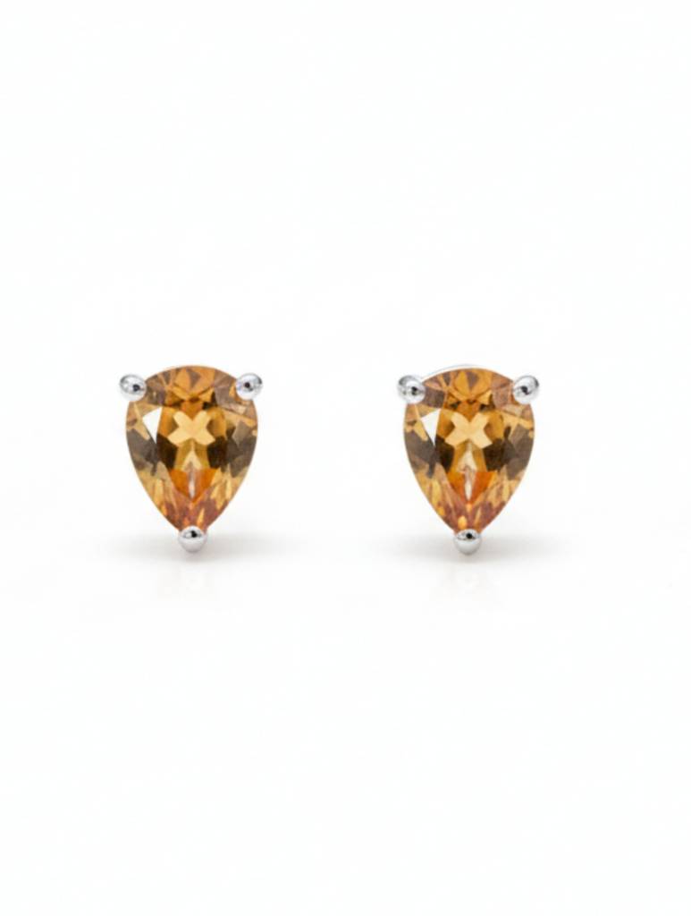 Kicky & Perky Pear-Cut Natural Citrine Stud Earrings In 925 Sterling Silver : VSILSME046