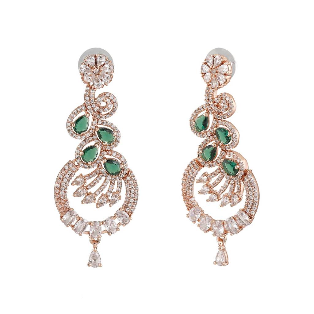 Estele Rose Gold Plated Cz Sparkling Earrings For Women