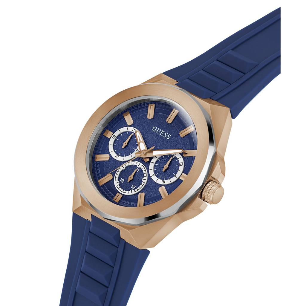 Guess Round 46Mm Blue Dial Analog Men Watch - Gw0799G2 : GW0799G2