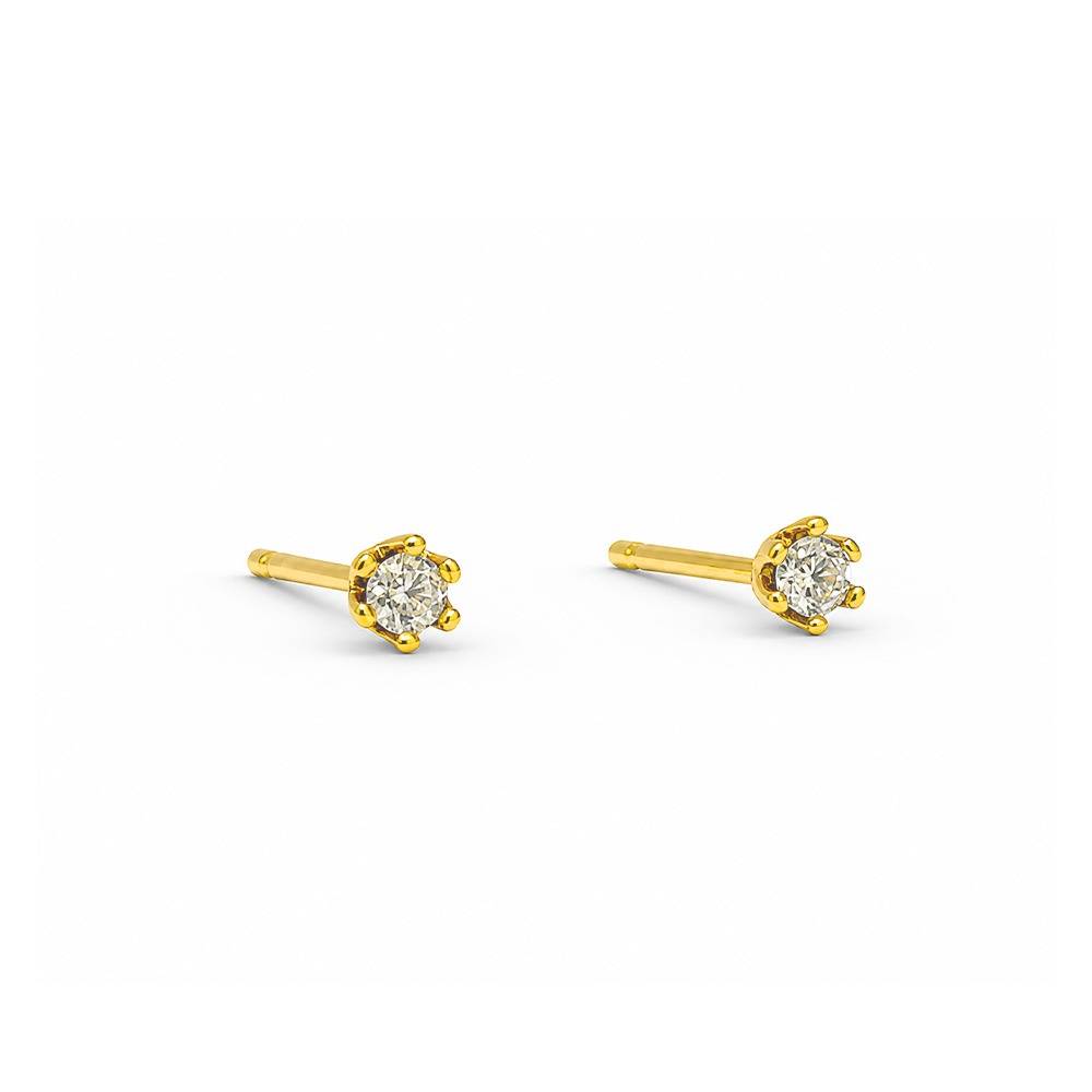 Women 18K Yellow Gold-Plated Classic Round Cz Solitaire Stud Earrings : 101202