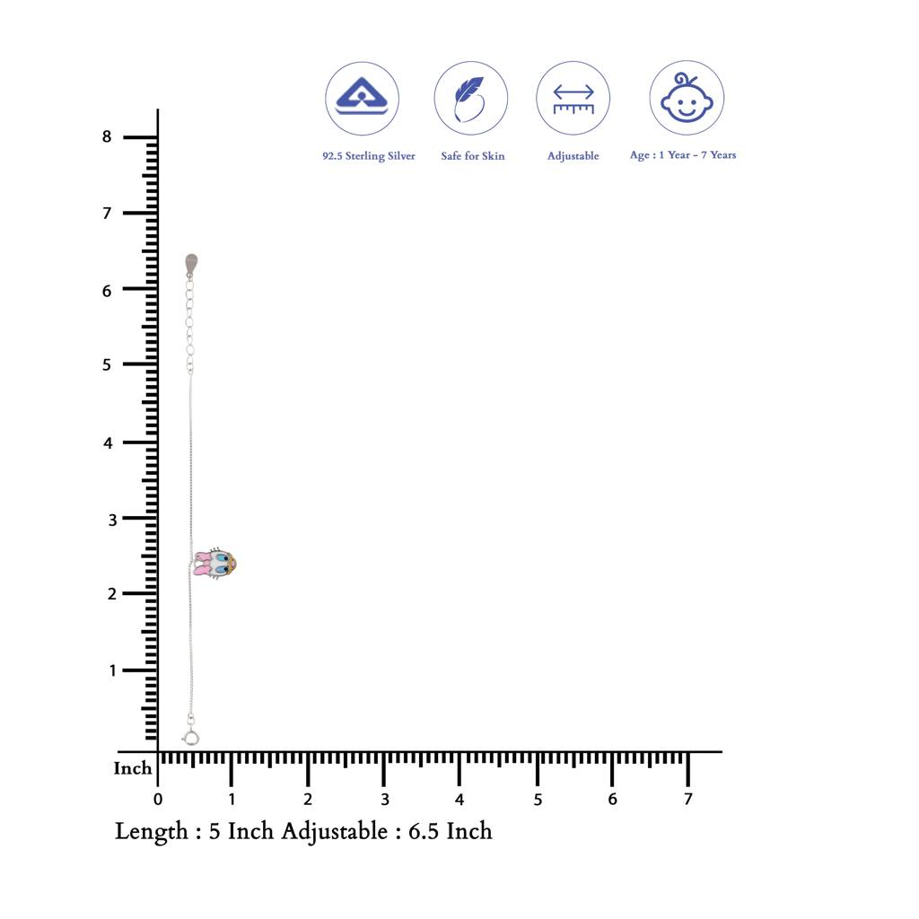 Minimal Micky Cartoon 925 Silver Bracelet(1-7Yrs) : KBT-195