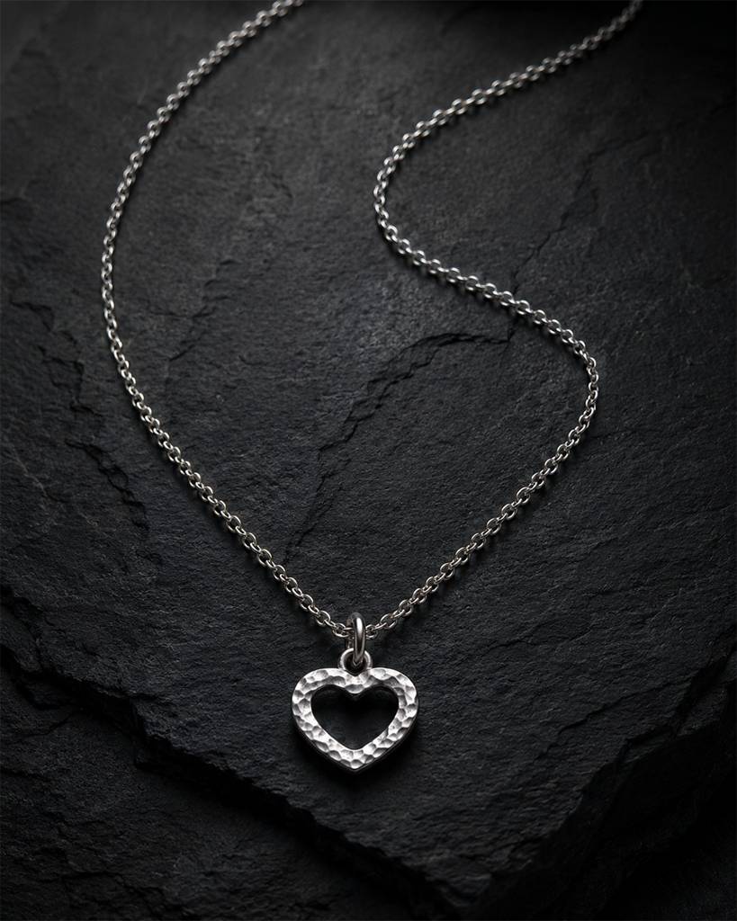 925 Silver Open Heart Necklace : IS-NC-PC-1188