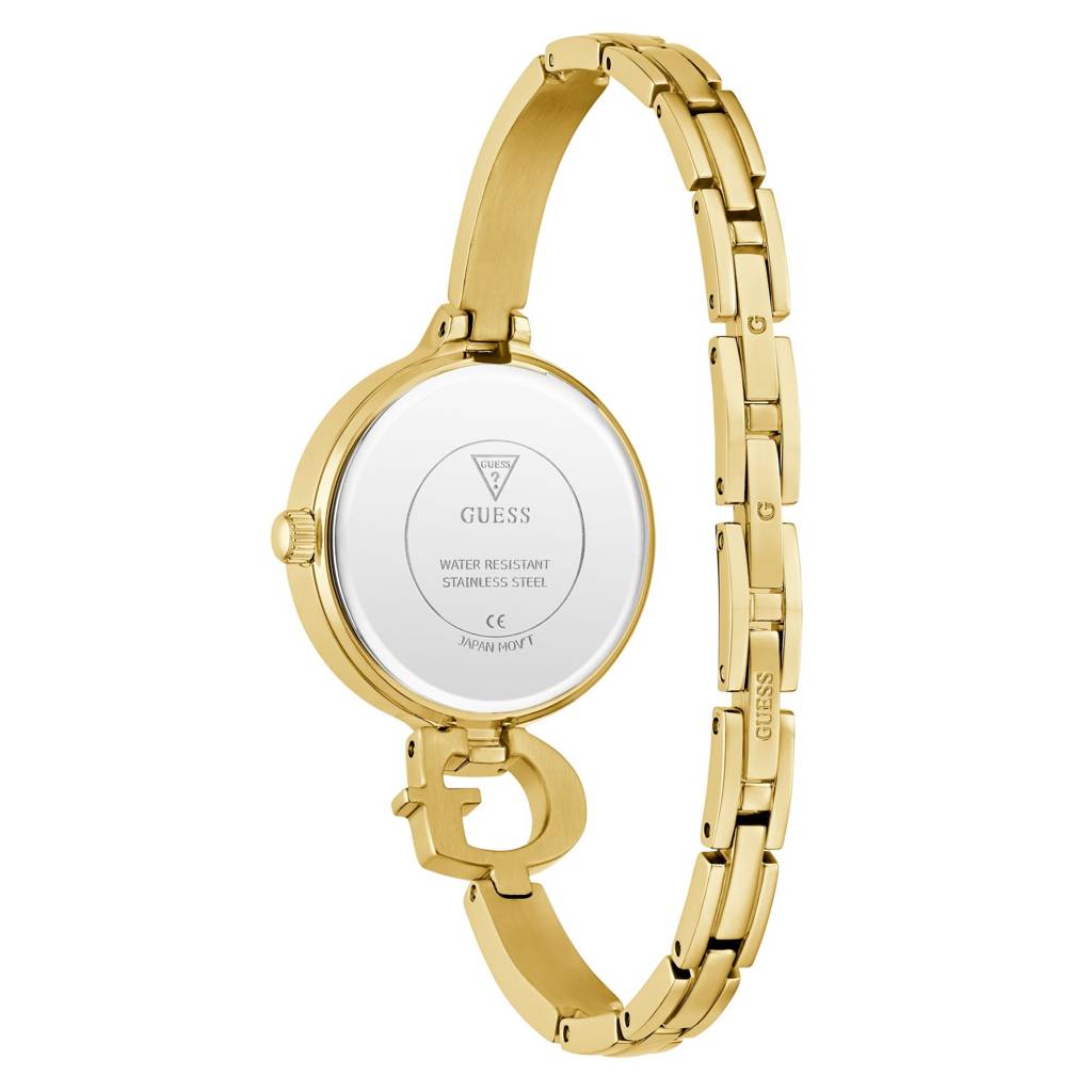Guess Round 28Mm Champagne Dial Analog Women Watch - Gw0929L2 : GW0929L2