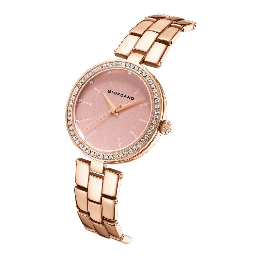 Analog Watch For Women With Diamond Studded Case And Metal Strap : A2079-33