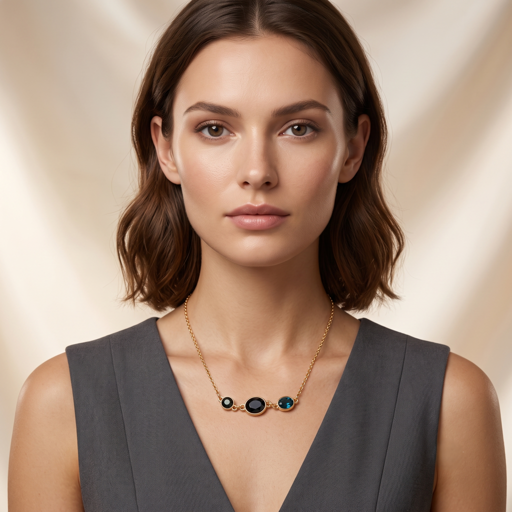 Gold Plated Brass Multi Stone Pendant Necklace : SCDELNL0465