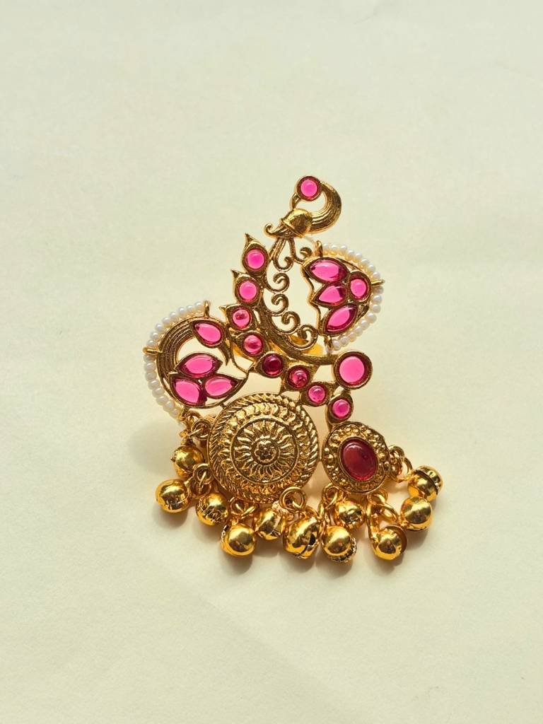 Gold-Plated Kundan Stones Ghungroo Adjustable Finger Ring : VI26RIAD1000033