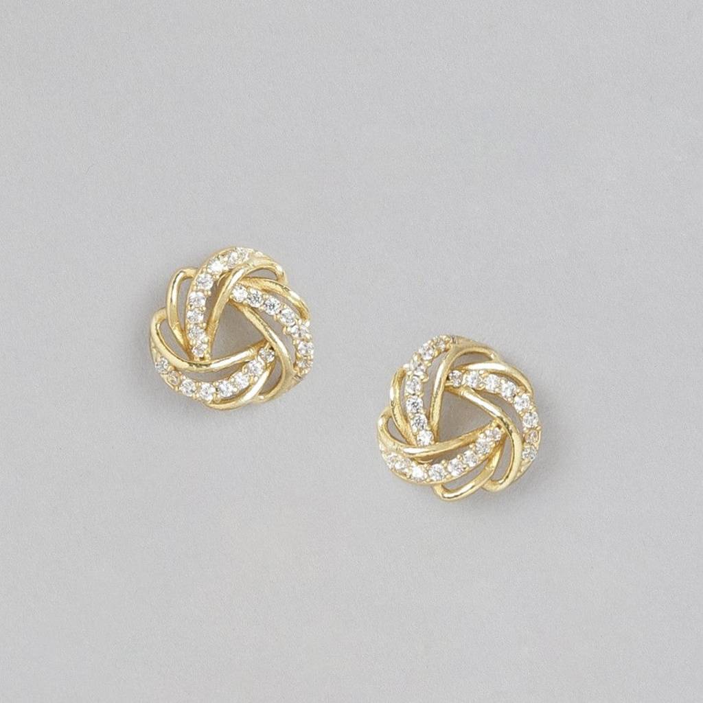 Radiant Brilliance Gold Plated 925 Sterling Silver Stud Earrings : EAR-20416