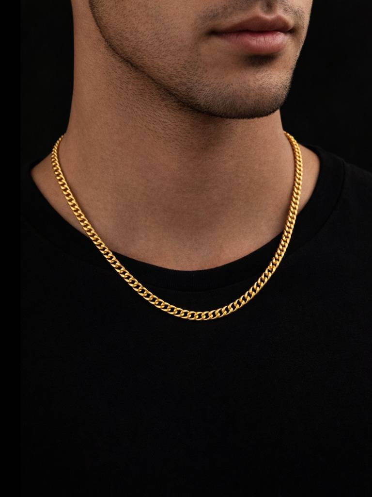 Unisex 18K Gold Cuban Link Chain – 5Mm Stainless Steel Necklace : UNIC858GCC