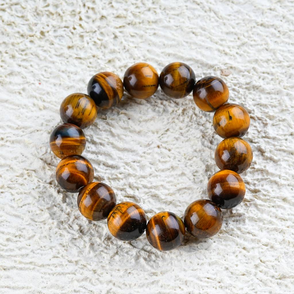 Tiger Stone Natural Gemstone Bracelet(14Mm) : BBM36