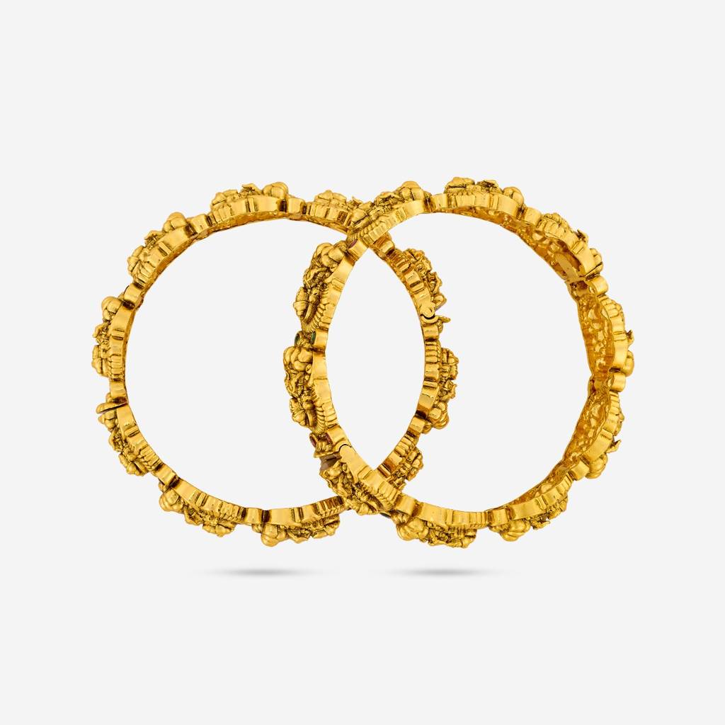 Ruby-Green Gold Plated - Bridesmaid Antique Bangle - 453950 : 453950
