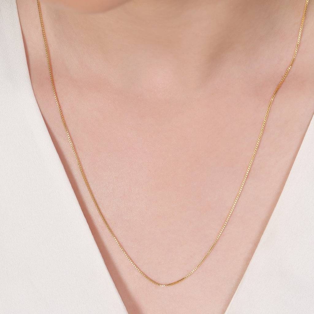 Sleek And Modern Golden Plated 925 Silver Box Chain : CH-10021