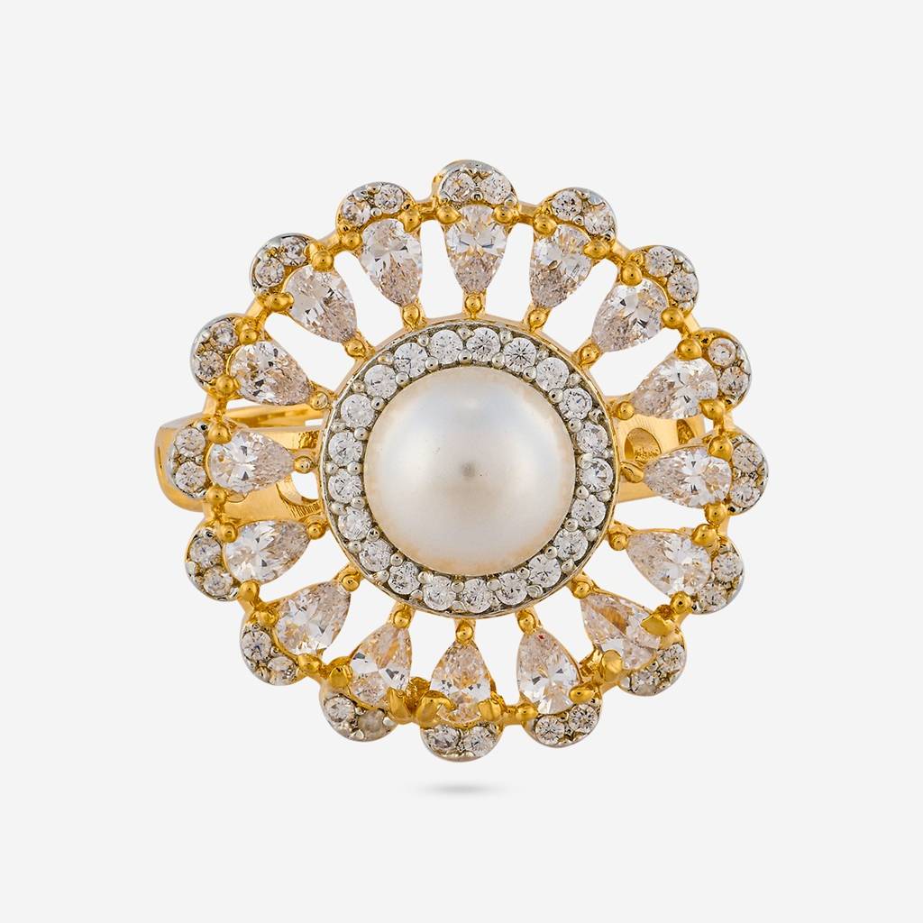White Rhodium-Gold Plated - Zircon Finger Ring - 458699 : 458699