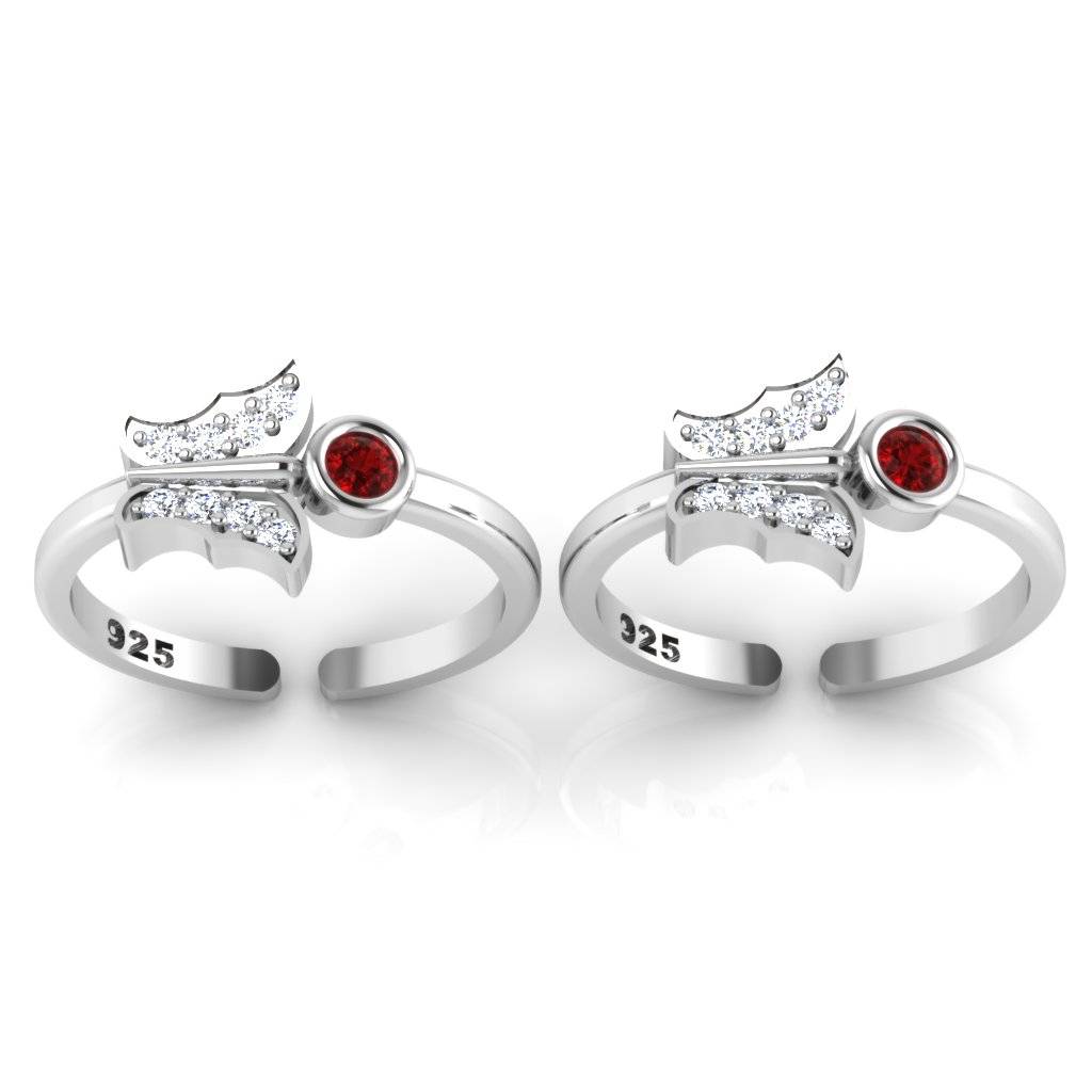 Iski Uski 925 Sterling Silver Fauna Cz Toe Rings