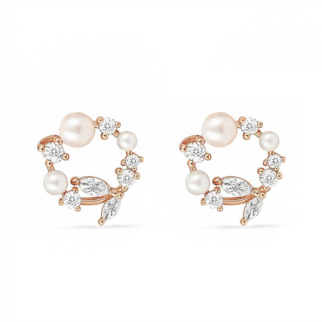 A Wreath Of Joy Stud Rose Gold Plated Earrings : EAR-21024-RG